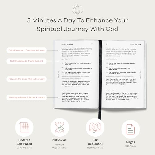 Christian Devotional Journal - God, Goodness & Gratitude - 2027 Faith-Based Gratitude and Prayer Journal for Daily Prayers, Bible Study, and Spiritual Growth - White Leather Hardcover - color: White