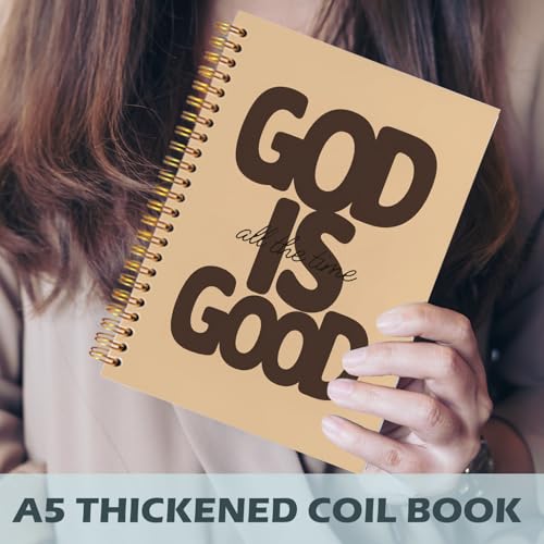 Yhtrg God Is Good Christian Spiral Hardcover Notebook, Tan Chocolate Brown Inspirational Writing Journal, Minimalist Neutral Religious Faith Prayer Notebook for Bible Study Daily Journaling, 5.5x8.3 - color: Tan Chocolate