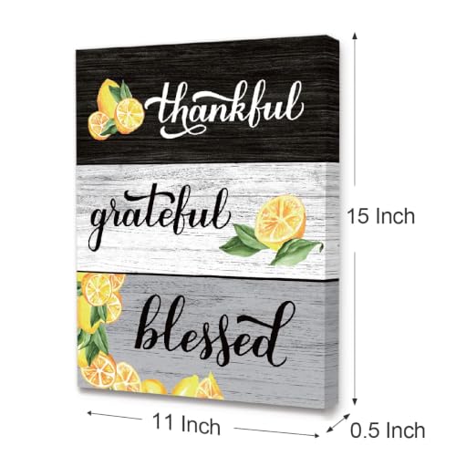 LISTNGBO Thankful Grateful Blessed Wall Decor,Lemon Kitchen Wall Art - color: Grateful Thankful Blessed Lemon