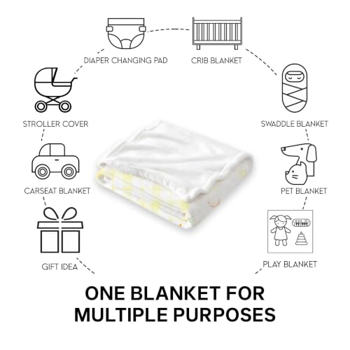 Personalized Birthday Goose Blanket, Yellow Plaid Baby Throw Gift - color: #Ver14
