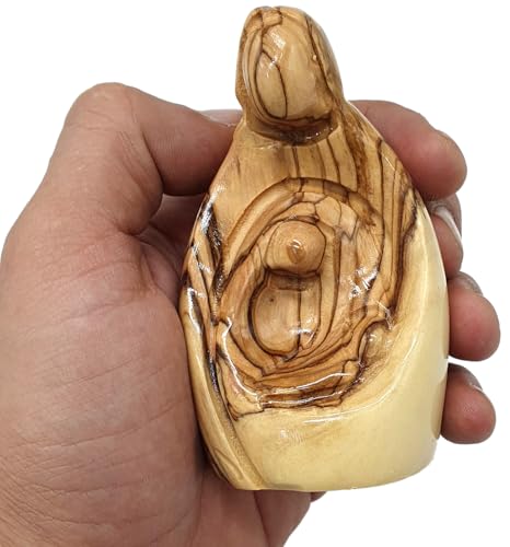 Zuluf 3.1" Olive Wood Holy Family Figurine – Small Hand-Carved Nativity of Joseph, Virgin Mary & Baby Jesus – Religious Housewarming or New Home Gift Decor – HOF027 - color: 3.1" Mini Nativity