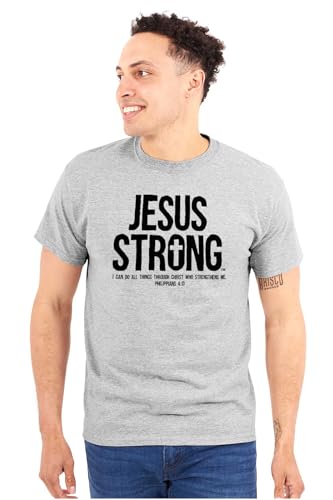 Jesus Strong Philippians 4:13 Bible Graphic T Shirt Men or Women - color: Sport Grey, size: Medium