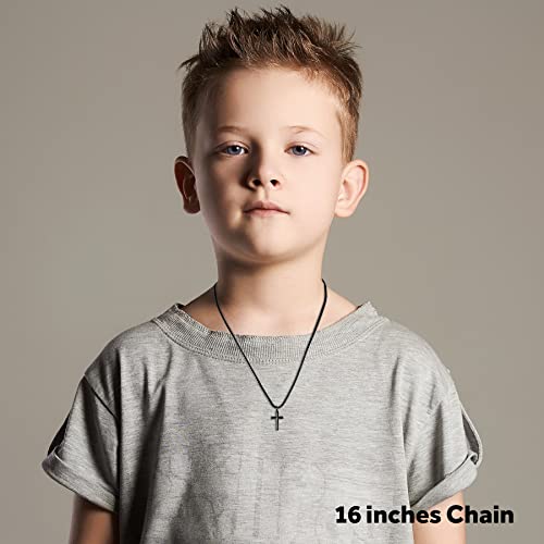 REVEMCN Christian Black Gold Silver Cross Necklace for Boys & Men, 16-22" - color: Black - 0.8'' × 0.5'' beveled cross pendant, size: 20 inches