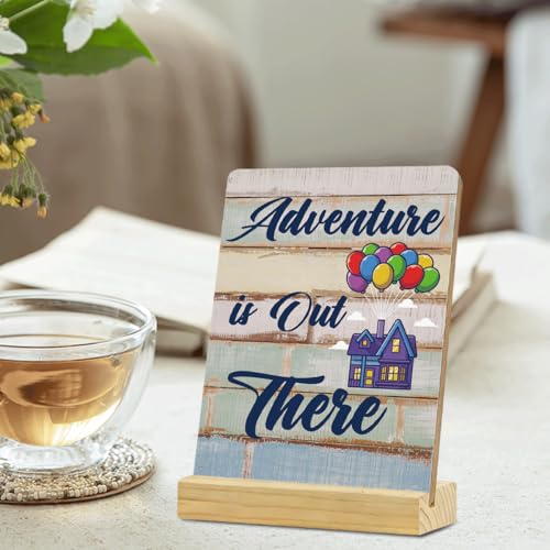 MUBIAO Rustic Wooden Adventure Plaque with Stand, 4x5 Inches, Wood Material, Desk Decor - color: Multicolor525