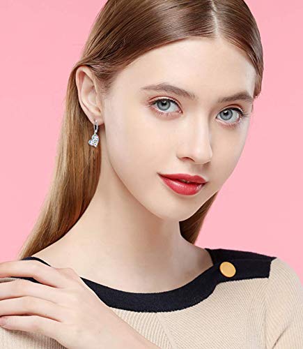 S925 Sterling Silver Heart Dangle Drop Earrings for Women Jewelry Gift - style: Colour