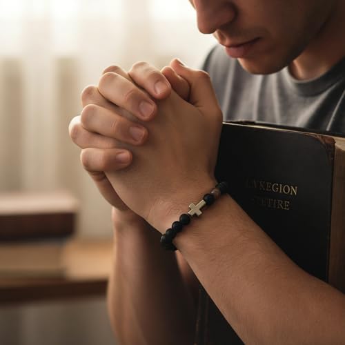 Christian Bible Verse Cross Bracelet for Men Teen - color: Joshua 1:9