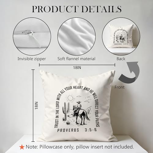 Vintage Western Christian Pillow Covers 18x18, Wild West Cowgirl Bible Decor Gifts, Western Religious Decor, Retro Wild West Christian Decorative Throw Pillow Covers for Couch Bed - color: Color-8