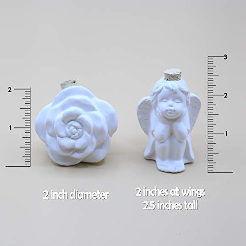 Ceramic Car Freshener Vent Clip Essential Oil Diffuser Set (Angel & Rose)