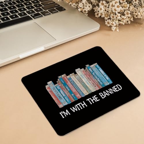 Book Black Mouse Pad, Cute Small Mouse Pads for Desk, Book Lovers Gifts, Mouse Mat Square Non-Slip Rubber Base Gaming Mousepad for Desk Keyboard Laptop Computer Office, 9.5x7.9 Inch - color: Book Banned