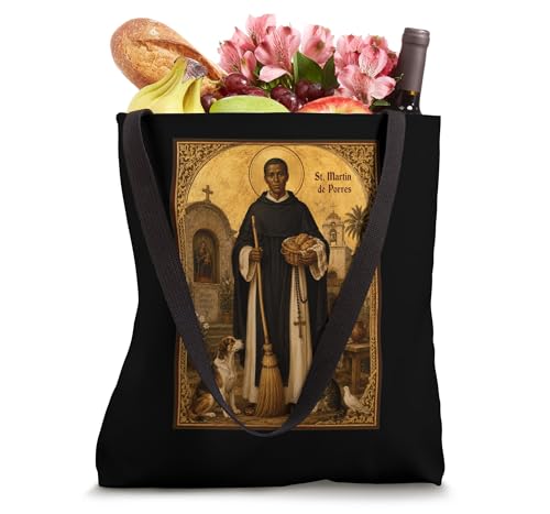 Elegant Catholic Icon of Saint Martin de Porres Tote Bag