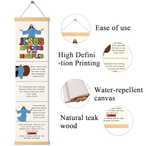 Jesus Appears to His Disciples Banner, Church Banner, Christian Rustic Hanging Door Flag, Farmhouse Decorations Outdoor Indoor, Church Activity Decor, Bible Lesson, Scripture and Words Decorations - color: Style 27