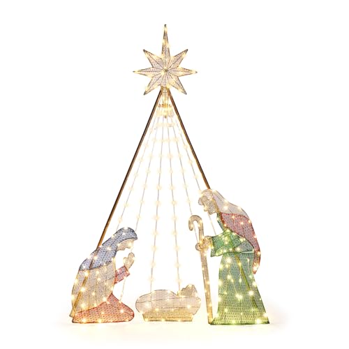 VINGLI 6FT Lighted Nativity Scene for Outdoor Christmas Decoration - size: 6.02ft