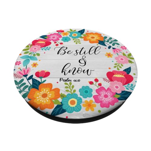 Christian Bible Verse Psalms 46:10 Rustic Pink Floral Gift PopSockets Standard PopGrip - style: Standard