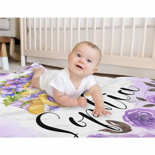 Ships Next Day, Personalized Baby Blanket Gifts for Teen Girls, Custom Blanket with Name Flannel Throw Girls Blankets Customized Daughter Gifts for Kids Adult - color: Color 22
