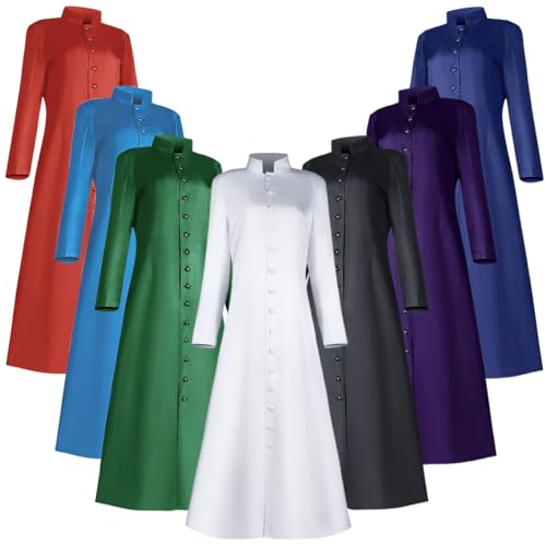 Clergy Robes for Women Men Minister Priest Robe Cosplay Cassock Choir Uniform Church Costume - color: Blue, size: Large