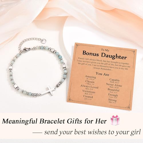 Religious Cross Bracelet for Women Girls, Christian Gifts - color: Bonus Daughter