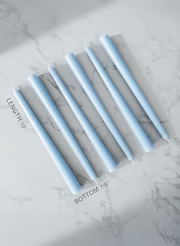 10" Classic Taper Candles, Sky Blue, 12-Pack, 7-8 Hours Long Burning, Unscented Tall Candlesticks - color: Sky Blue, size: 12PK