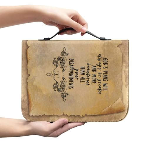 Classic Bible Cover for Women Girls Large PU Leather Bible Carrying Case Bag Scripture Book Bag Protective Stylish Church Carrying Bag, Brown - color: Brown Print, size: 2X-Large