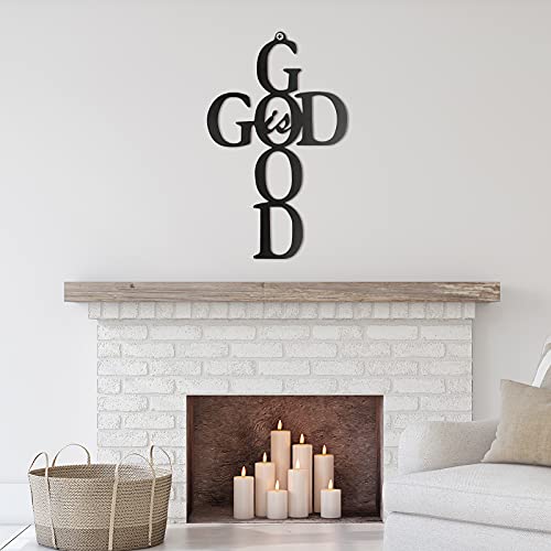 God is Good Black Cross Metal Wall Art Hanging Sign Nice Religious Decor Present for Home Wall Decoration in Family Office (Metal, 9.84 x 15.75 Inch) - size: 9.84 x 15.75 Inch