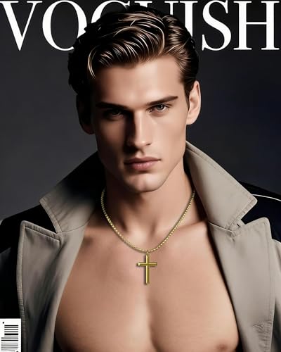 Minimalist Cross Necklace for Men and Women, 316L Stainless Steel - color: Luxury Gold, size: 22 Inch=56CM(Most Men's Choice), style: Medium Pendant