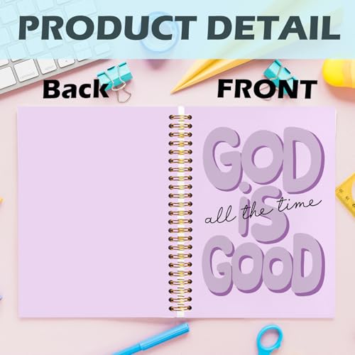 Yhtrg Purple Preppy God Is Good Notebooks, Brown Christian Spiral Notebook Gift for Women, Bible Journaling Notebooks for Office School Supplies, 5.5x8.3 Inch - color: god13