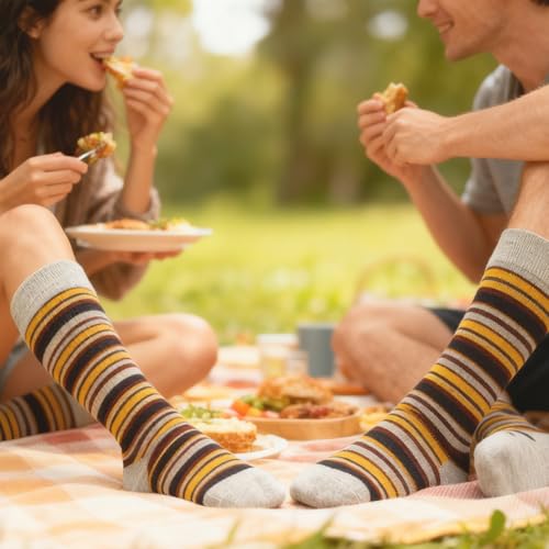 Men's Colorful Striped Dress Socks, 5-Pack Cotton, Sock Size 10-13 - color: 5