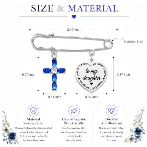 Ralukiia Something Blue Gifts for Bride, Blue Cross Bridal Bouquet Charm Pin with Pearl, Christian Wedding Keepsake, Bridal Shower Gift, Wedding Day Accessory for Daughter Bride - color: From Mom