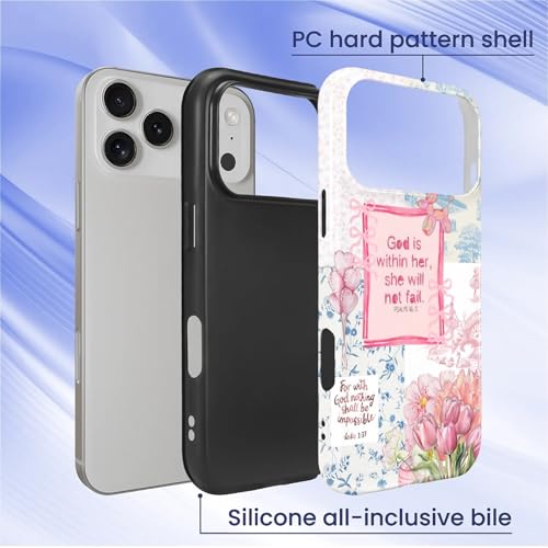 Case for iPhone 17 Pro/18 Pro,Drop Protection Hybrid 2-Layer Hard Phone Cover-Flower Bible Pattern - color: Flower Bible Pattern, size: iPhone 17 Pro/18 Pro