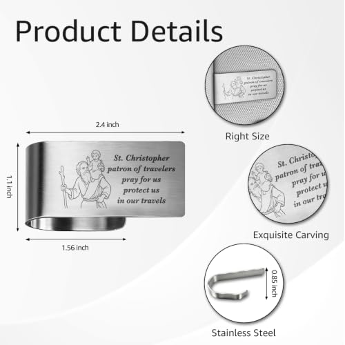 Travel Prayer Car Visor Clip, Christian Visor Accessory for Driver - color: Silver28
