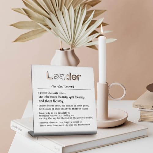 FOKCBOCM Thank You Leader Gifts for Boss Mentor Teacher Retirement Farewell Going Away New Job Leaving Gift Birthday for Leader Mentor Leader Definition Decorative Sign. - style: Leader