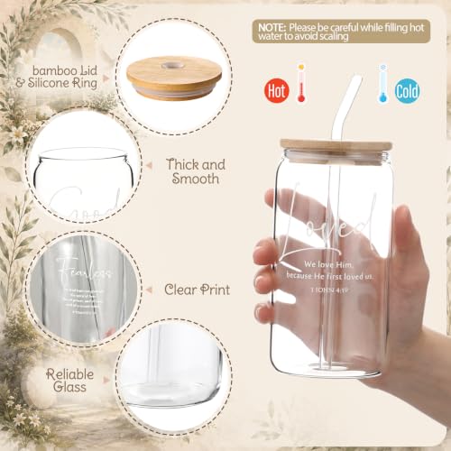 Fumete 6 Sets Christian Gift Sets Women Glass Cup, Verse, Morandi - color: Morandi, size: Verse