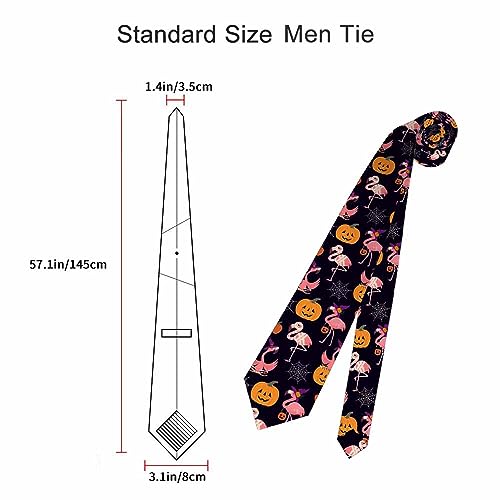 Funny Men's Tie Halloween Men's Neckties for Mens Wedding Party Work Casual Holiday - color: Halloween Flamingo