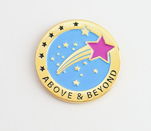 Above & Beyond Appreciation Greeting Card & Amazing Lapel Pin Gift, Perfect for Employee, Teacher, Student, Co-worker, Volunteer Recognition and Thanks - color: Above & Beyond
