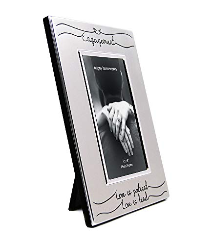 Haysom Interiors Beautiful Two Tone Silver Plated Engagement 4" x 6" Picture Frame with Black Velvet | Unique and Thoughtful Gift Idea by Happy Homewares - size: Engagement