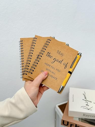 BFXFUTU 60pcs/30Bulk Christian Gift Spiral Notebooks with Bible Bamboo Pen Prayer Journal for School Office Believers Staff Inspirational Diary Mini Notepad Gift Inspirational Thank You Set (60) (60)