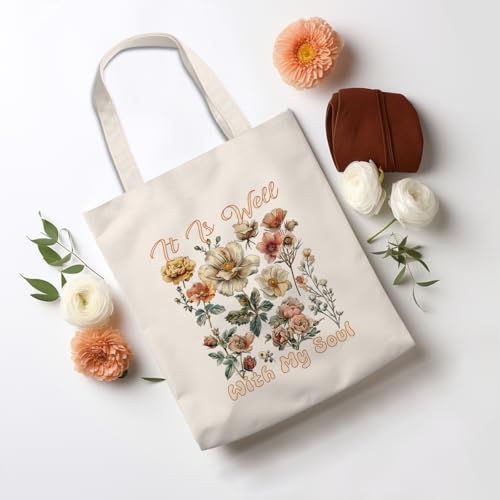 Inspirational Christian Gifts Canvas Tote Bag for Women Girls Christmas Friendship Birthday Grocery Bags - color: Wellsoul04