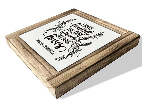 Christian Sign, Box Wood Plaques Desk Décor, Inspirational Scripture Sign, Bedroom Decor, Religious Wedding Decor, Gift for Lover, I Have Found the One Whom My Soul Loves - Song of Solomon 3:4 - color: Style11