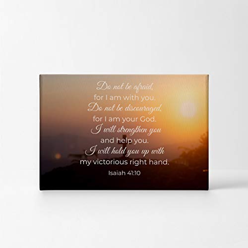Smile Art Design Scripture Wall Decor Canvas Print Bible Verse Isaiah 41:10 Do Not Be Afraid, for I am with You Jesus God Lord Christ Pray Cross Religious Christian Art Ready to Hang - 8x12 - color: Christian Canvas H14, size: 12"L x 8"W