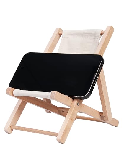 Foldable Wooden Cell Phone Stand, Phone Holder for Desk - color: Beige