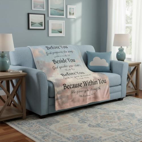 Christian Throw Blanket Bible Verses Inspirational Religious God Faith Soft Cozy 50x60 Inch Psalm Philippians Isaiah Gift for Women Men - color: Bible 2