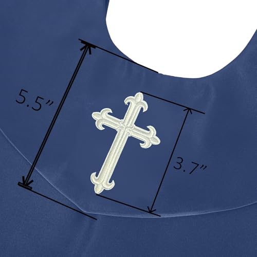 GradPlaza Unisex V Shape Church Choir Stole with Gold or White Embroidery Cross for Adults Church - color: Navy, style: White Cross