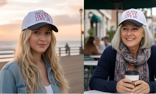 Two-Toned Embroidered Lettering Dad Hat Original Classic Vintage Low Profile Baseball Cap Adjustable Plain Snapback - color: You Look Like, White/Black