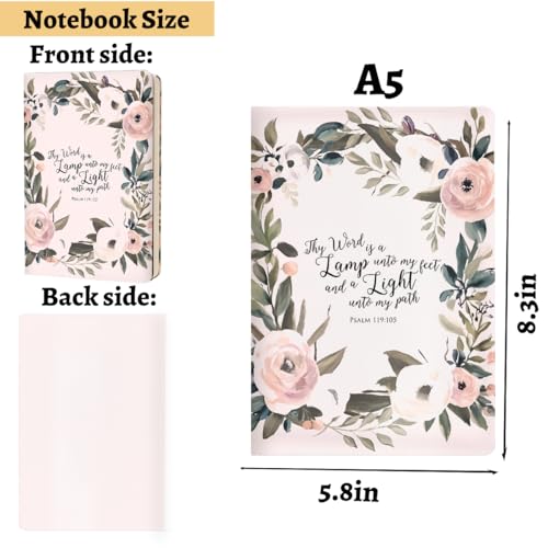 Pink Flowers Christian Hard Shell Journal Notebook 200 Sheets (5.8 x 8.3) - color: Multi 1151