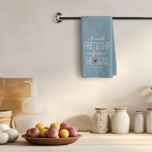 TNUW A Sweet Friendship Refreshes The Soul Kitchen Towels 16X24In, Gift for Friend Woman Dish Towels, Christian Gifts for Women Men, Friendship Gifts Hand Tea Towels for Kitchen Bathroom Decor(Blue) - color: Blue Friend