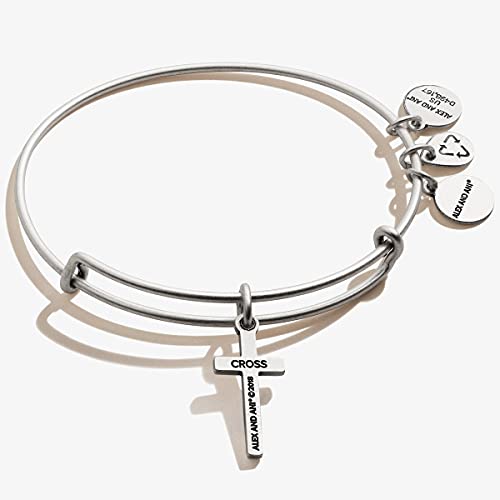 Alex and ANI Divine Guides Expandable Bangle Bracelet for Women, Cross Charm, 2 to 3.5 in - color: Silver