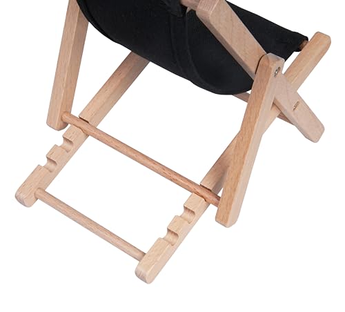 Foldable Wooden Cell Phone Stand, Phone Holder for Desk - color: Black