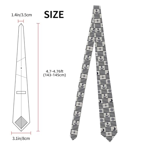 Men's Neckties, Novelty Printed Skinny Tie for Work Casual Party - color: Anchor