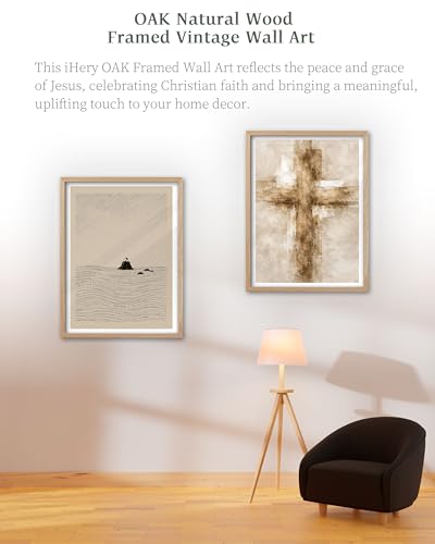 iHery 12x16in Matthew 7:24 Build Your House on the Rock Christian Art - color: OAK Framed Build Your House, size: 16"L x 12"W
