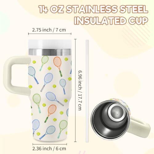 Tennis Kids 14 oz Tumbler with Handle and Straw, Stainless Steel Insulated Cup, BPA Free Tumblers Birthday Gift for Tennis Lover, Boys and Girls, Outdoor Sports, Travel - color: Tennis1