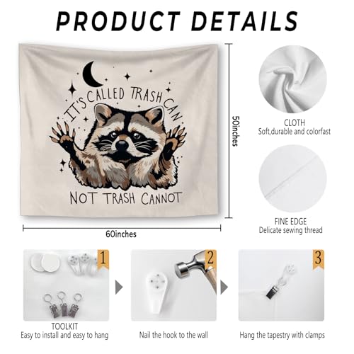 Foritho Funny Raccoon Tapestry, Humorous Raccoon Meme Witchy Tapestry Wall Hanging, Sarcastic Trash Panda Animal Wall Tapestries for Bedroom Living Room Home Decor, 50x60 Inch-02 - color: Color 03